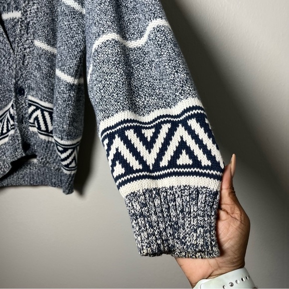 VTG Dockers Men Cardigan Sweater Large Preppy‎ Gray Stripe Southwestern Outdoor - Picture 7 of 8